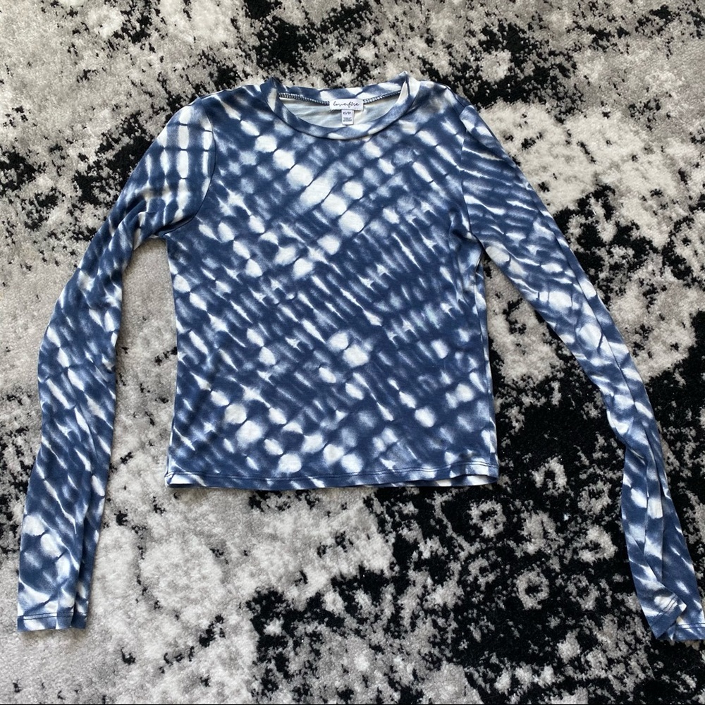 Blue Tie Dye Long Sleeve Shirt